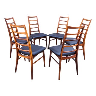 1960s Rare Danish Modern "Lis" Dining Chairs in Rosewood & Leather by Niels Koefoed For Sale