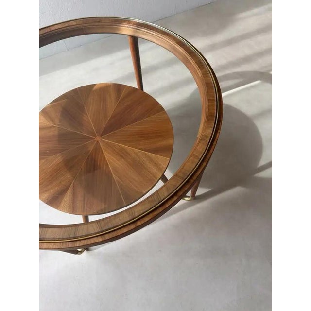 Round Walnut Coffee Table with Glass by Ilse Möbel For Sale - Image 4 of 15