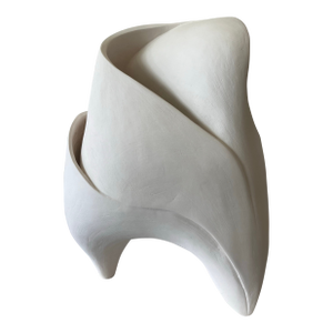 Contemporary Abstract White Unglazed Ceramic Lamp by Javier Chavira