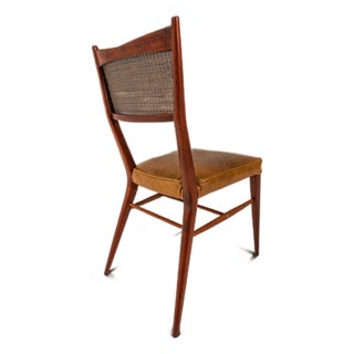 Rare Mid-Century Modern Model 7001 Side Chair in Walnut & Leather Attributed to Paul McCobb for Directional, Usa, C. 1950's For Sale