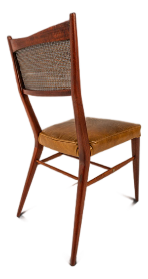 Rare Mid-Century Modern Model 7001 Side Chair in Walnut & Leather Attributed to Paul McCobb for Directional, Usa, C. 1950's