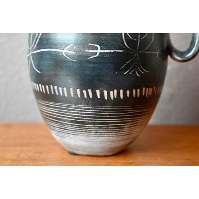 Black Vintage Ceramic Pitcher by Atelier Montgolfier Yvon Roy, 1950s For Sale - Image 8 of 9
