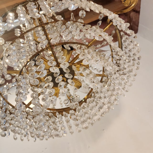 Late 19th Century French Empire Chandelier Crystal & Brass Gilt 12-Light For Sale - Image 5 of 6