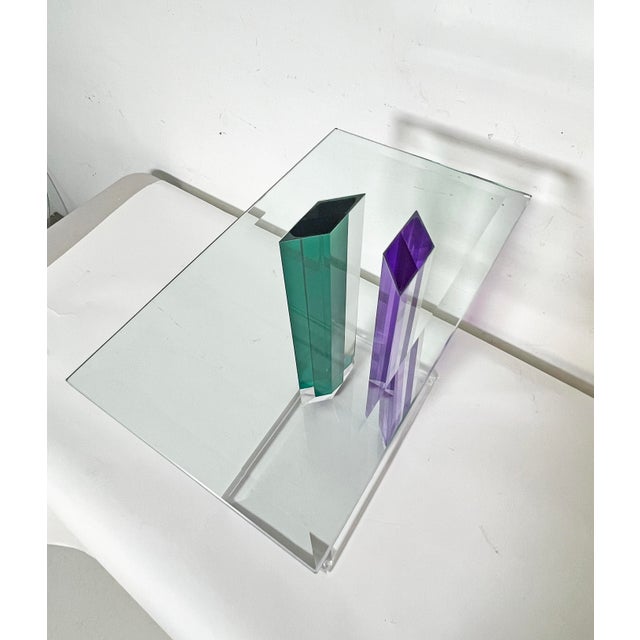 1980s C. 1980s Post Modern Glass and Acrylic Side Table in Manner of Shlomi Haziza For Sale - Image 5 of 7