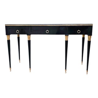 Neoclassical Black Lacquered Console Table by Irwin Furniture For Sale
