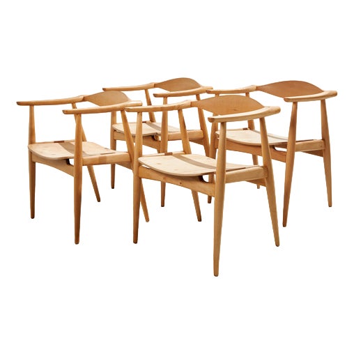 CH35 Armchairs in Oak by Hans J. Wegner for Carl Hansen & Son, 1960s, Set of 4 For Sale