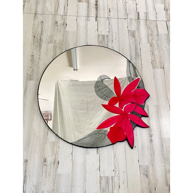 Postmodern Floral Layered Mirror by David Marshall For Sale - Image 3 of 12