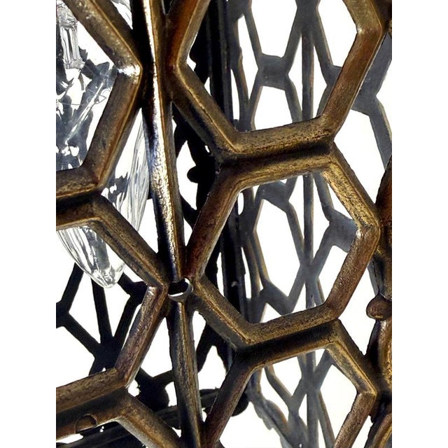 European Hollywood Regency Patinated Brass Openwork Lantern Pendant Light, 1970s For Sale - Image 10 of 17