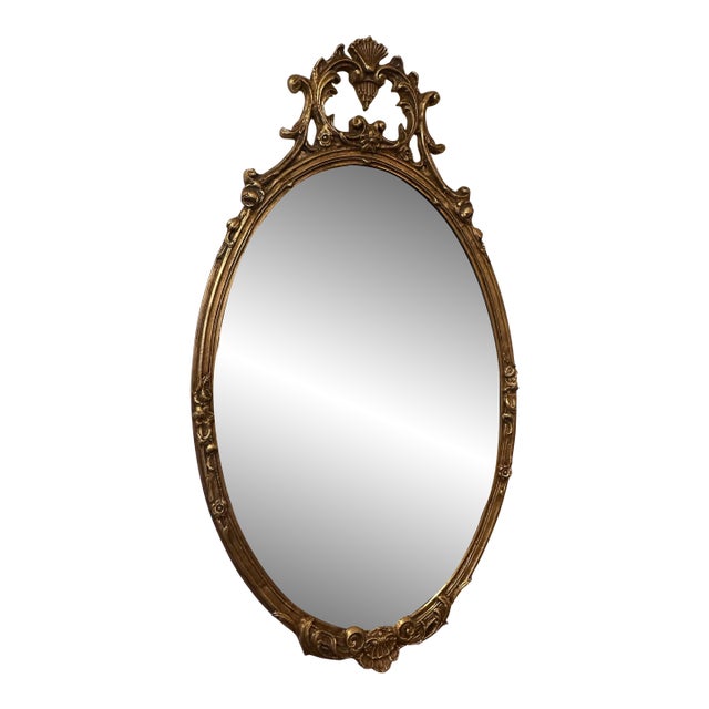Oval Giltwood French Style Mirror For Sale