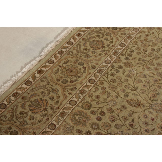 Beige Rug & Kilim’s Tabriz Style Rug in All Over Green, Beige-Brown Floral Pattern For Sale - Image 8 of 9