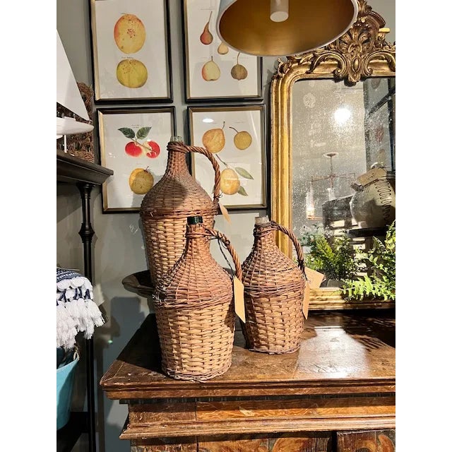 Mid 20th Century French Vintage Wicker Demi John Jug #107 For Sale - Image 5 of 6