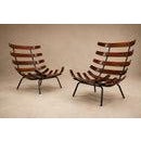1950s Pair of Costela Armchairs in Brazilian Hardwood & Olive Mohair, Martin Eisler, Brazil, 1956 For Sale - Image 5 of 18
