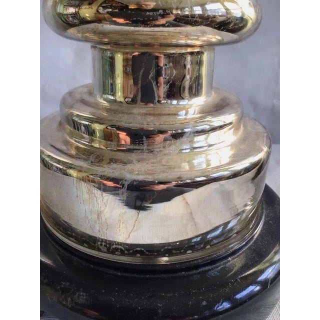 1970s Mercury Glass Table Lamp on Wood Painted Base For Sale - Image 12 of 12