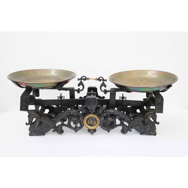 Metal Antique Cast Iron Beam Balance with Dragon Motif by Juliusz Sperling, 1920s For Sale - Image 7 of 9