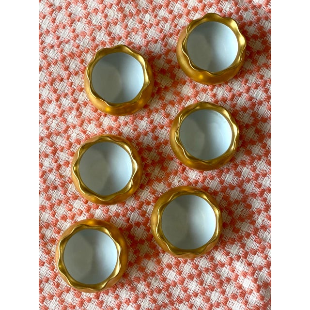 Set of six antique Victorian gilded porcelain open salt cellars by Oscar & Edgar Gutherz for Royal Austria Porcelain....