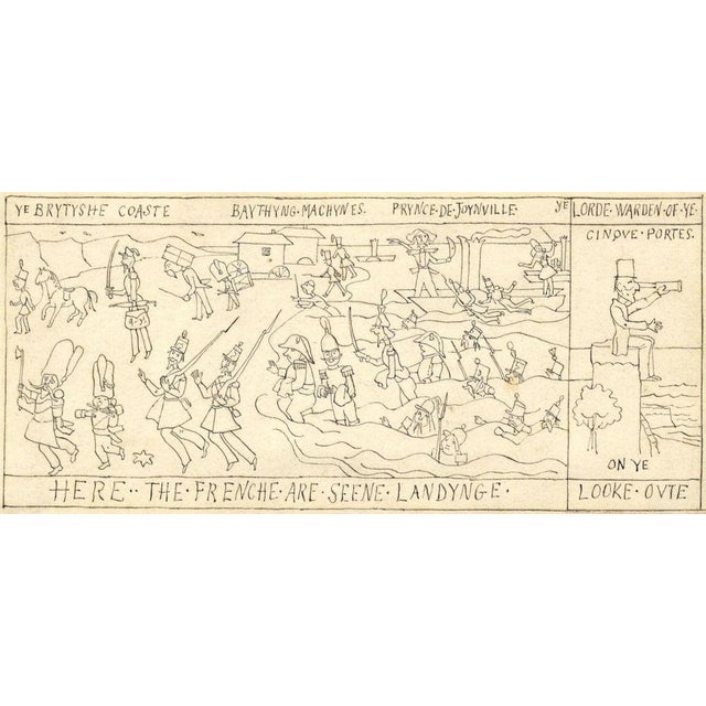 After Richard Doyle, Punch Illustration: Frenche Landynge, 1848, Ink Drawing For Sale - Image 3 of 3