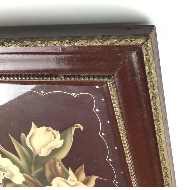 Unusual style and beautiful colors are perfect on this cool work of art. Probably painted in the 1900’s and glass...