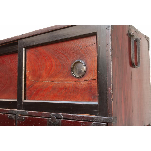 Antique Painted Japanese Chest on Chest Tansu For Sale - Image 10 of 13