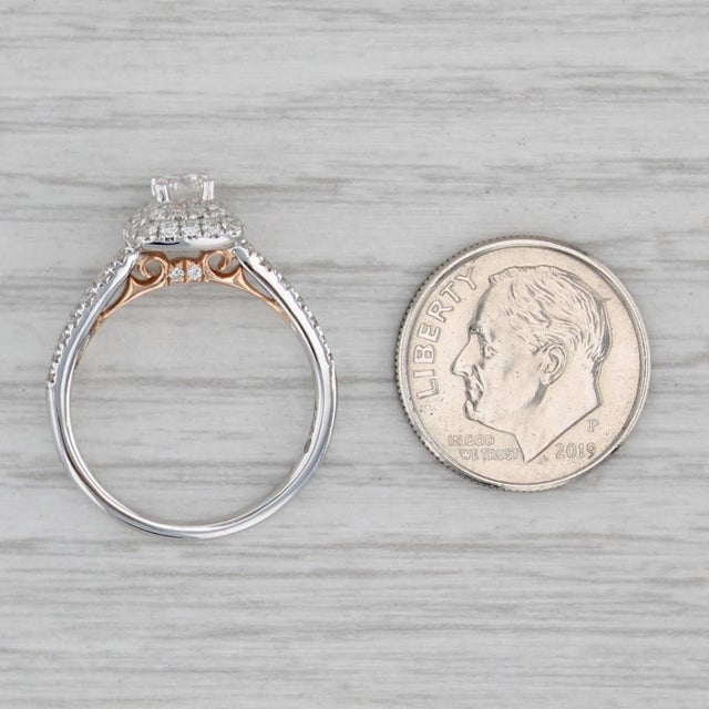 Metal 0.55ctw Round Diamond Halo Engagement Ring 14k White Gold Size 6.5 For Sale - Image 7 of 8