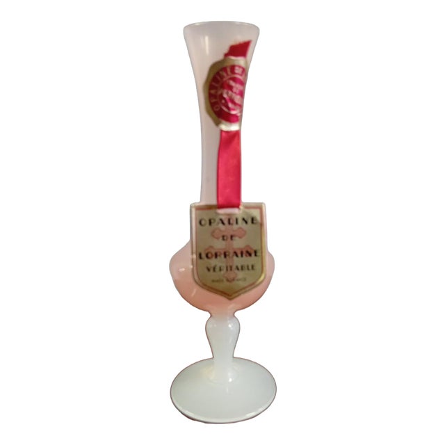Soliflore Vase in Pink Opaline Glass from Lorraine Portieux Glassworks, France, 1950s For Sale