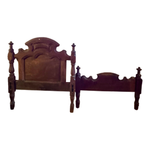 1870s Renaissance Revival Solid Walnut Headboard & Footboard Set | Architectural Salvage & Photography Prop