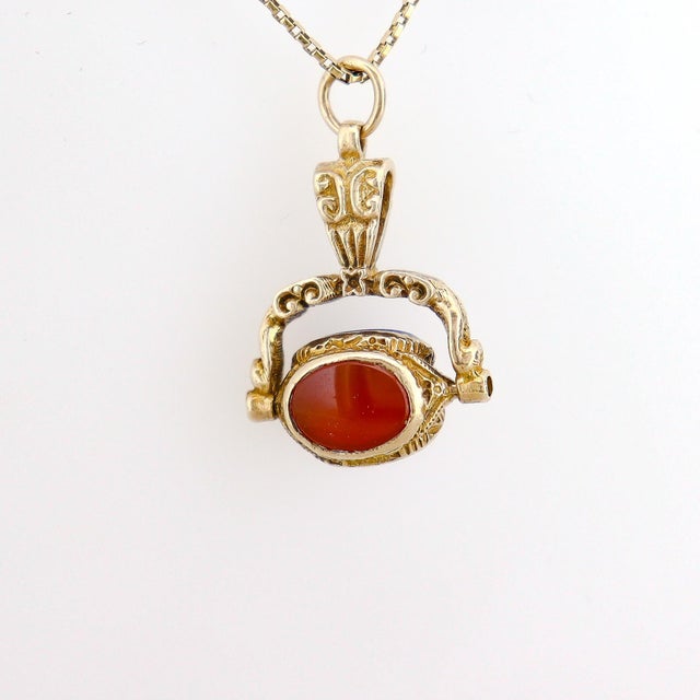 Mid 20th Century Victorian Style 10k Gold Triple Seal Watch Fob Charm For Sale - Image 5 of 18