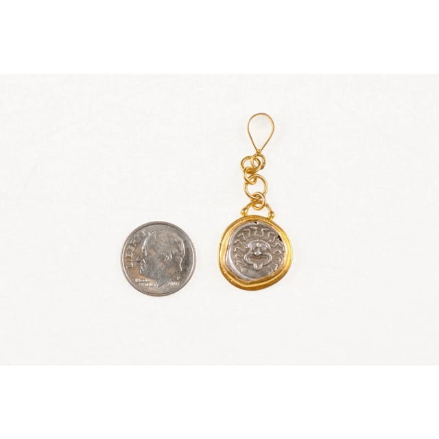 Antique Ancient Greek Coin in 22k Drop Pendant For Sale In Atlanta - Image 6 of 10