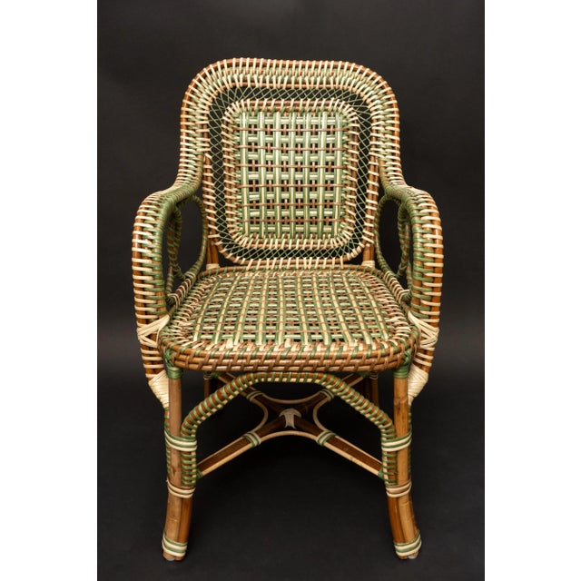 Marshan rattan armchair by Creel and Gow, in Green: Measures: 22" x 21" x 37" H- Seat Height: 18" Introducing Creel and...