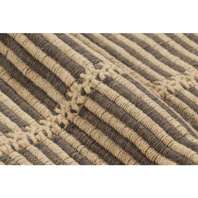 Rug & Kilim’s Contemporary Kilim With Textural Beige and Brown Stripes For Sale In New York - Image 6 of 7