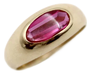 1940s 14k Gold Retro Synthetic Ruby Ring, Size 7