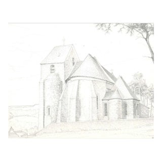 André Roland Brudieux, Rochefort-en-Yvelines, Pencil Drawing, 1960s For Sale