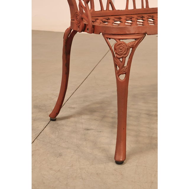 Pink Cast Aluminum Vintage Rose Garden Bench For Sale - Image 8 of 18