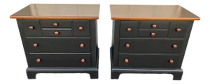 1990's Pair of Stanley Furniture Black and Cherry Nightstands