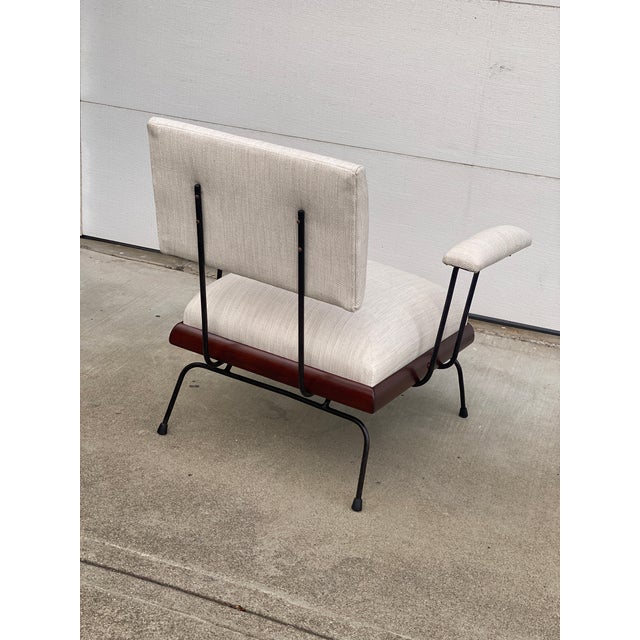 Rare Vintage 1950's Iron Upholstered Lounge Chair For Sale - Image 9 of 12