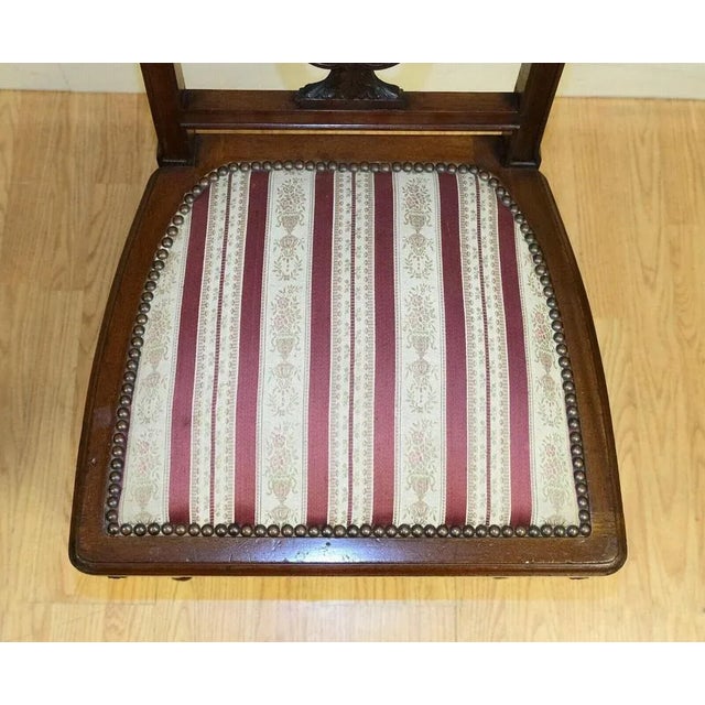 Set of Hardwood Occasional Chairs with Stipe Fabric Seat & Studs For Sale - Image 10 of 13