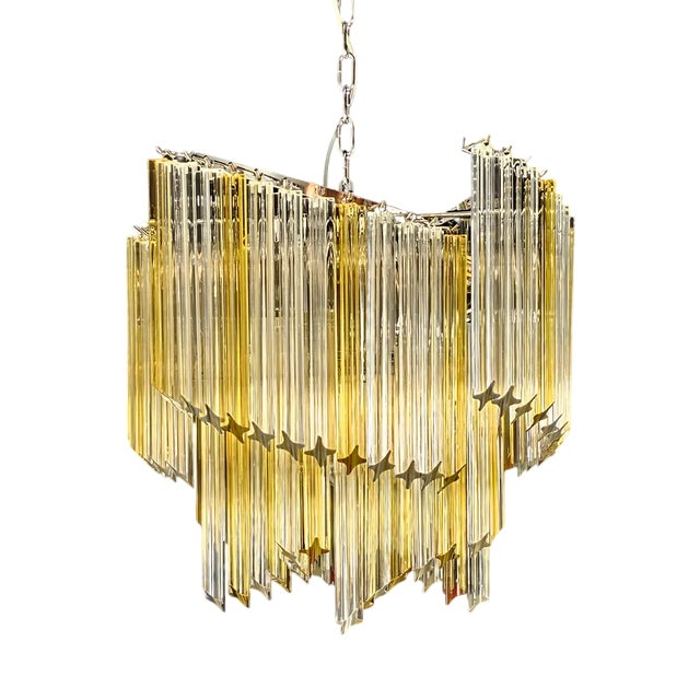Vintage Chandelier with Quadrihedral Prism Glass from Murano, 2004 For Sale