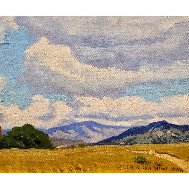 Arthur Hill Gilbert -1930s California Farm Landscape With Oaks -Oil Painting For Sale - Image 4 of 9