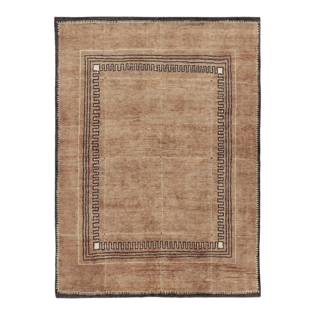Contemporary Art Deco Style Wool Rug in Brown Hues by Rug & Kilim, India For Sale