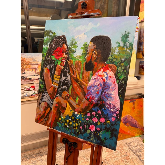 Contemporary Amidst the Garden's Bounty, Painting by Godfrey Afebuame (2026), Flowers, Garden, Rose, Love, Unique Contemporary For Sale - Image 3 of 5