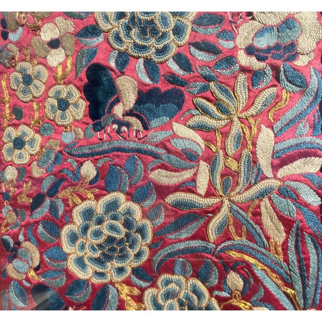 Asian Antique Pair 19th C. Framed Chinese Embroideries For Sale - Image 3 of 7