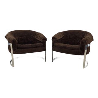 Milo Baughman Style Tub Lounge Chairs, Pair, Circa 1970s For Sale