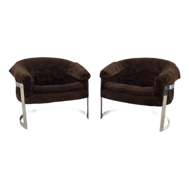 Milo Baughman Style Tub Lounge Chairs, Pair, Circa 1970s For Sale
