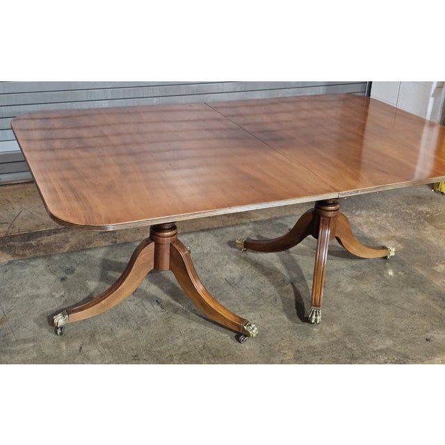 Brown Late 20th Century Kittinger Williamsburg Mahogany Three Part Pedestal Dining Room Table Wa 1043 & 1044 For Sale - Image 8 of 14