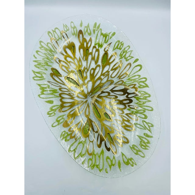 Vintage Dorothy Thorpe "Raindrops" Pattern Gilt & Enamel Indented Serving Platter For Sale In Los Angeles - Image 6 of 12