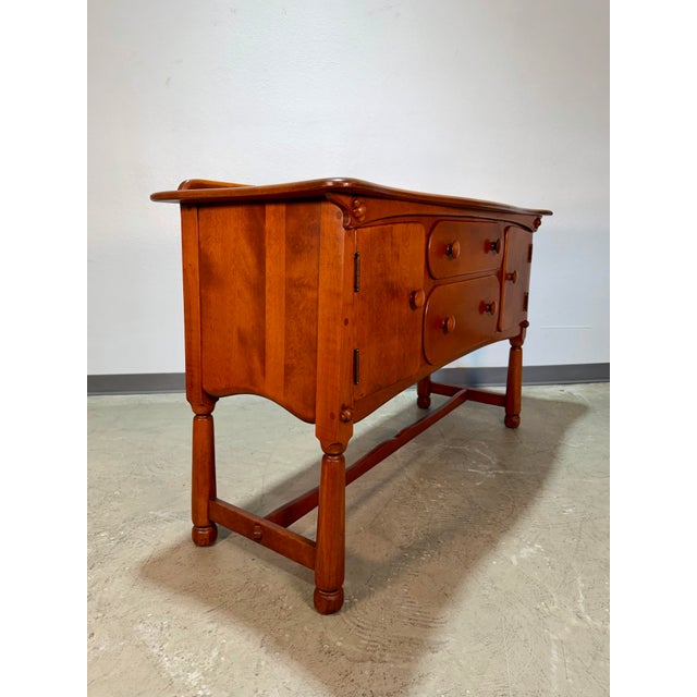 Brown Vintage Brutalist Colonial Maple Sideboard Buffet Cabinet For Sale - Image 8 of 12
