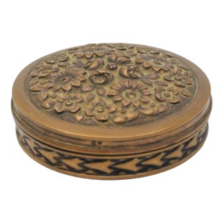 Circular Pill Box with Engraved Plant Motifs For Sale