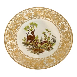 Bareuther Waldsassen Bavaria-Germany Deer and Her Fawns Scene Plate For Sale