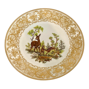 Deer and Her Fawns Scene Plate by Bareuther Waldsassen Bavaria-Germany
