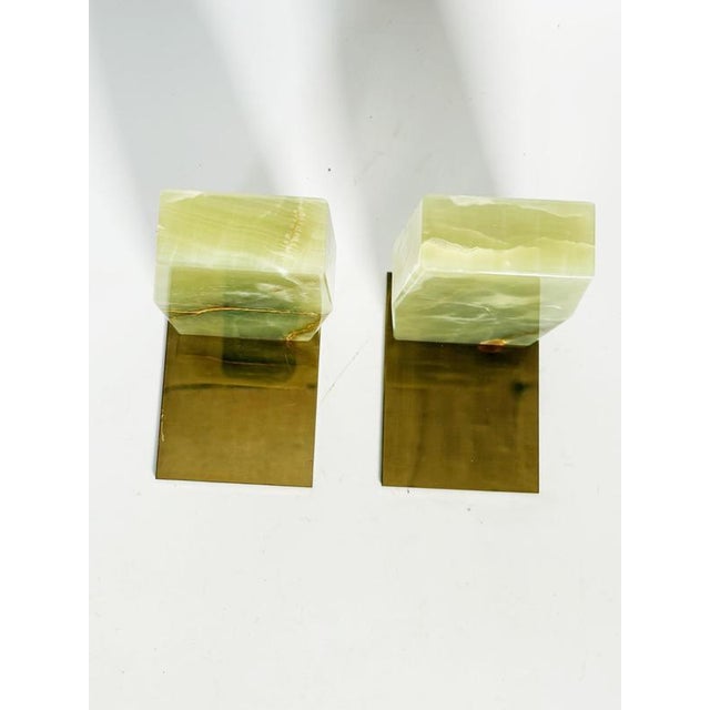 Gold Onyx and Brass Bookends, France, 20th Century, Set of 2 For Sale - Image 8 of 10