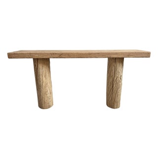 Vintage Bleached Elm Log Console Table For Sale